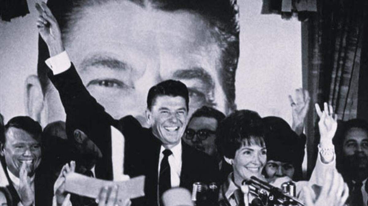 Ronald Reagan celebrates winning the 1966 race for California governor. In a debate in Wichita on Friday, Kansas governor candidate Philip Sarnecki compared his campaign to Reagan’s first election, but got it wrong.