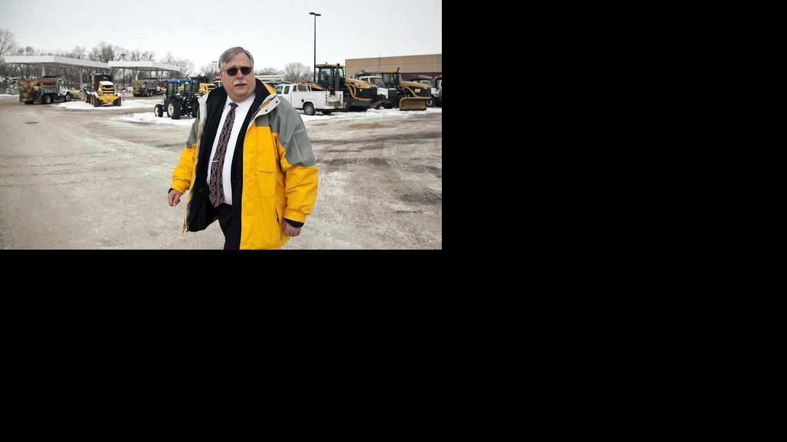 Joe Pajor, Wichita's deputy director of public works and utilities, walks through the yard at the city’s central maintenance facility on South McLean Boulevard. (Feb. 6, 2014)

