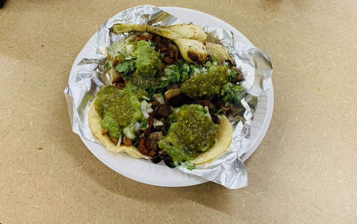 A plate of tacos from the restaurant inside the new Rio Bravo Supermarket in Wichita