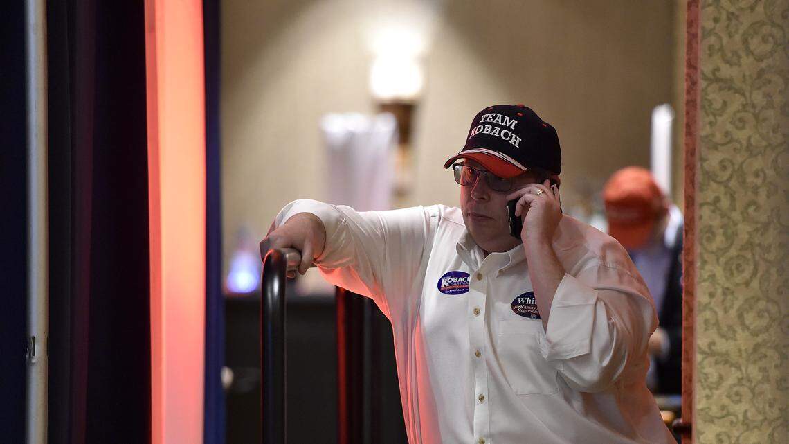 Rep. John Whitmer, R-Wichita, lost his primary race. Whitmer was at the Kris Kobach watch party at the Capitol Plaza Hotel in Topeka Tuesday.