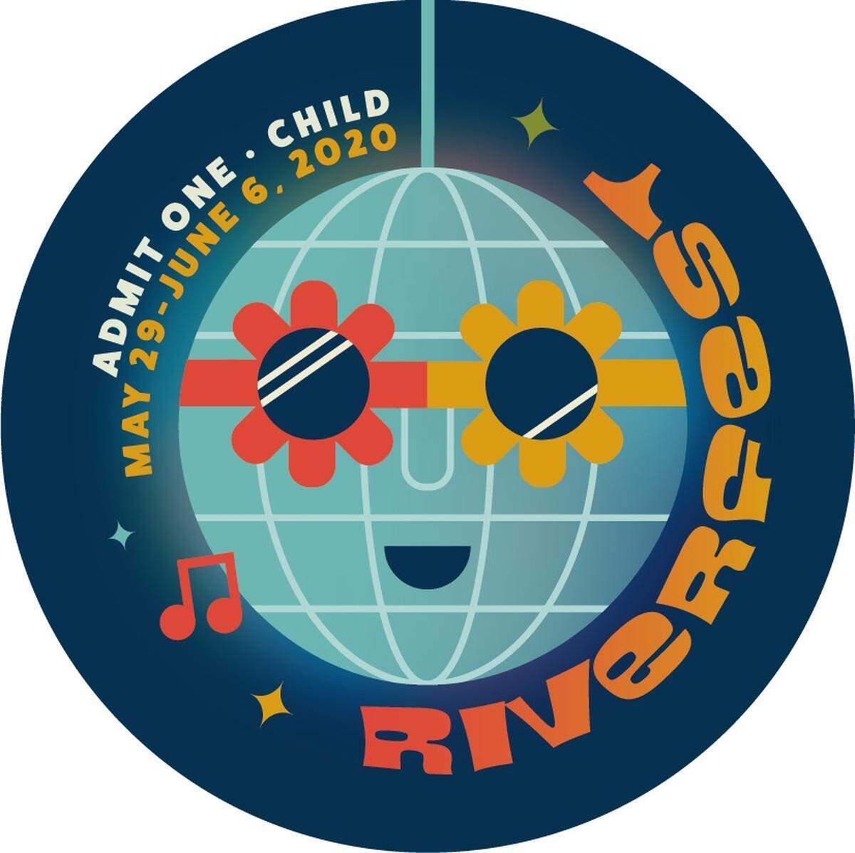 The design for the 2020 Wichita Riverfest child buttons