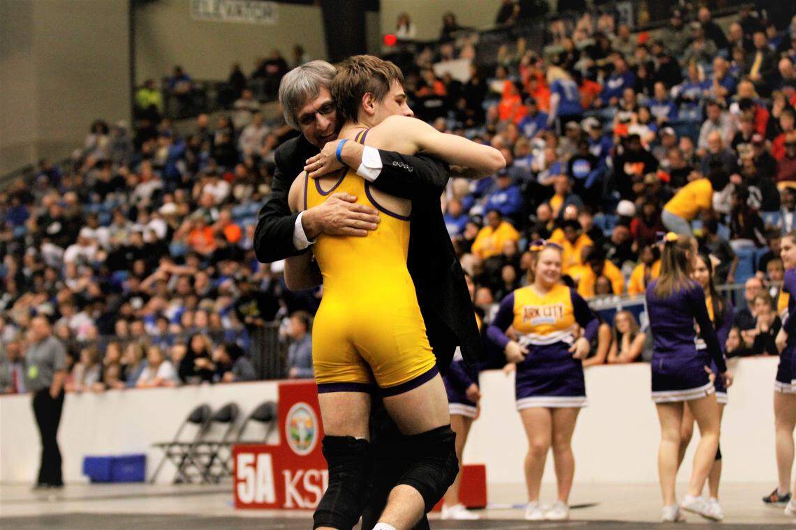 Arkansas City coach Greg Buckbee and Gabe Buckbee