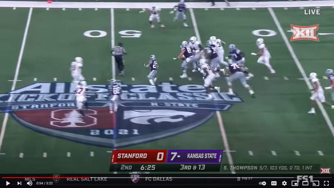 Screen shot from K-State/Stanford football game.