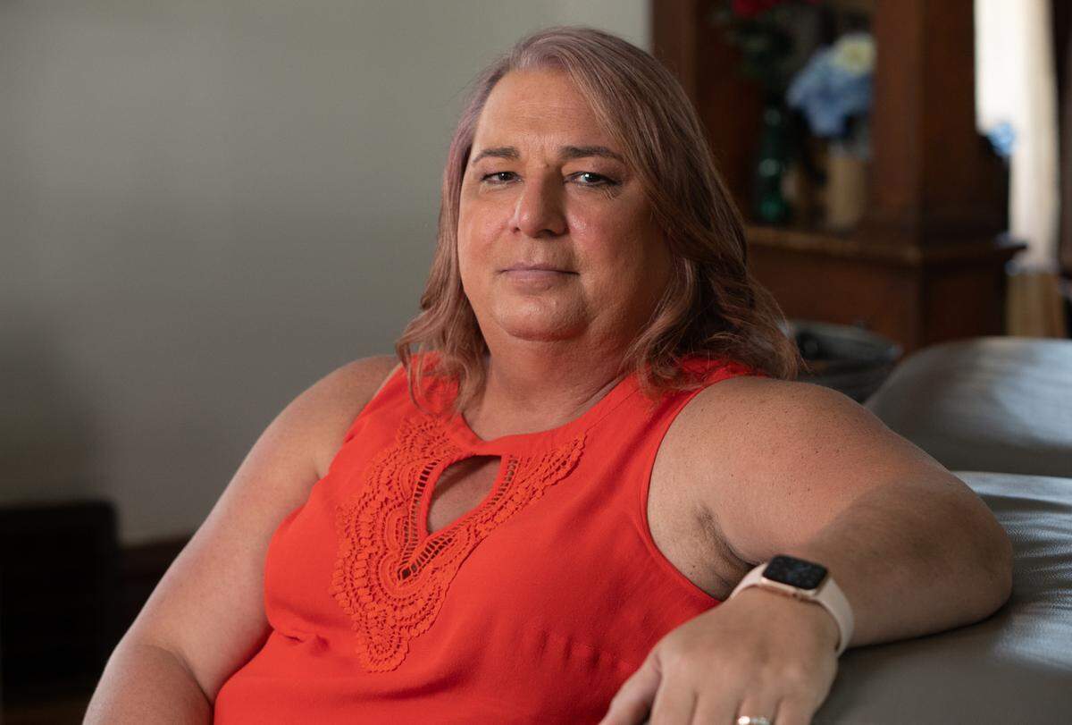 Stephanie Byers, the first openly transgender woman to serve in the Kansas Legislature​, sits in the living room of her home in Wichita. The 58-year-old retired North High School Band director took an unusually active role for a freshman lawmaker. (June 16, 2021)