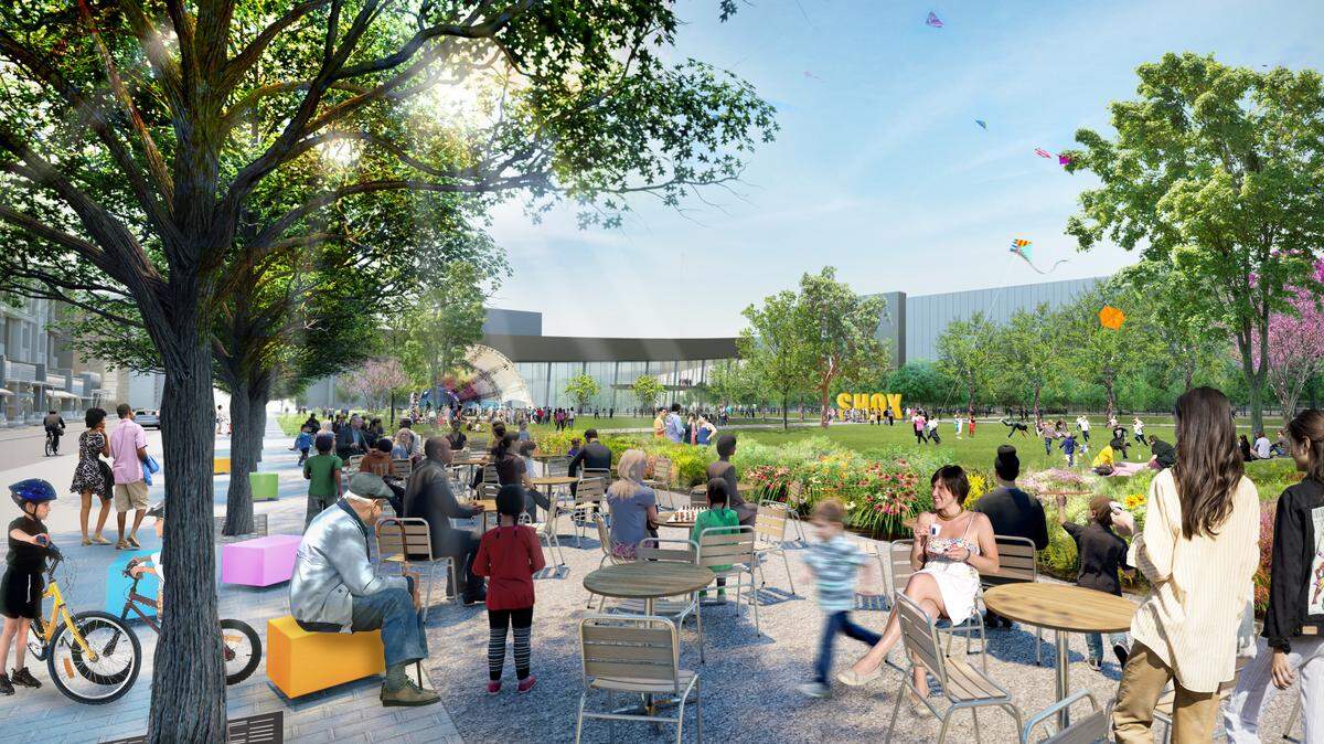 Wichita’s Riverfront Legacy Master Plan calls for a $1 billion-plus performing arts and convention center complex that turns the Century II site into a park.