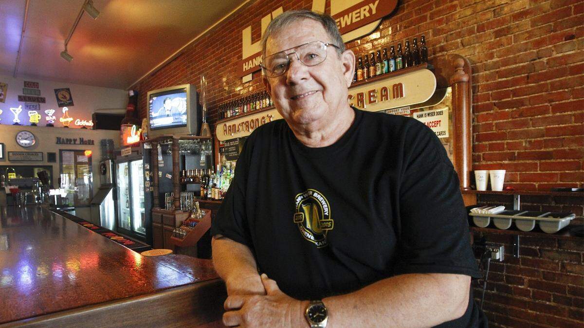 Hank Sanford, pictured here in 2015 in his Hank is Wiser Brewery in Cheney, died on Saturday at age 80.
