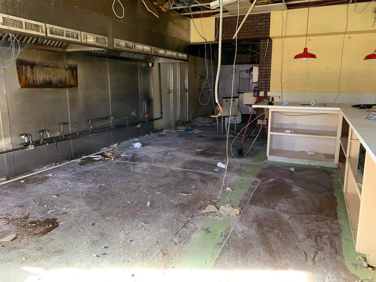The old kitchen at Doo-Dah Diner has been ripped out to make way for a big new one.