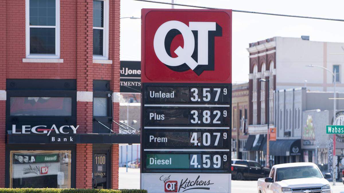 Unleaded gas was selling for $3.579 a gallon at the QT at Douglas and Washington in downtown Wichita. on April 8, 2022.