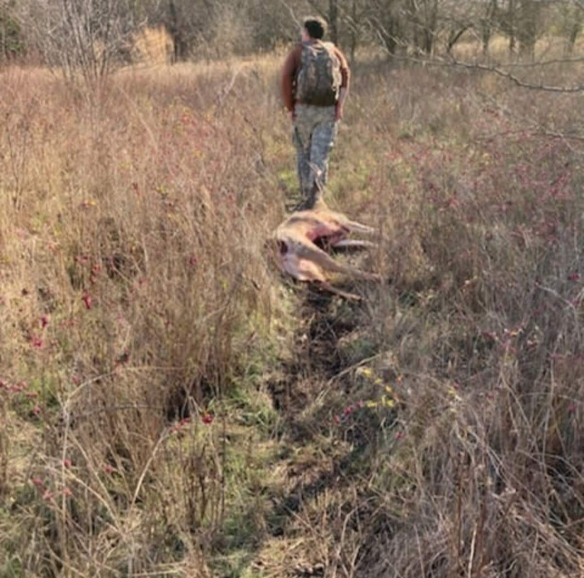 Chance Swaim on his way to dressing a deer.