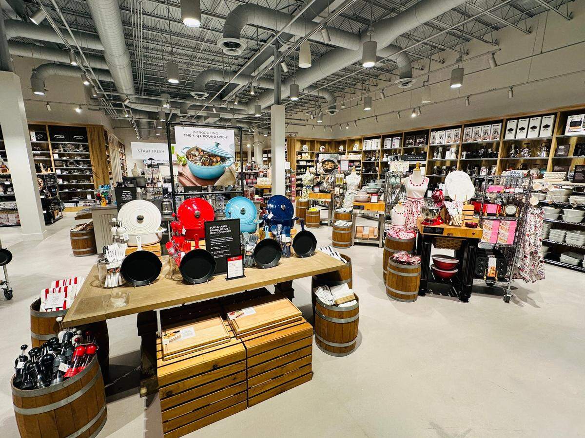 In addition to selling its own private-label products, the Sur La Table coming to Bradley Fair will sell brands such as Le Creuset, Breville and All-Clad.