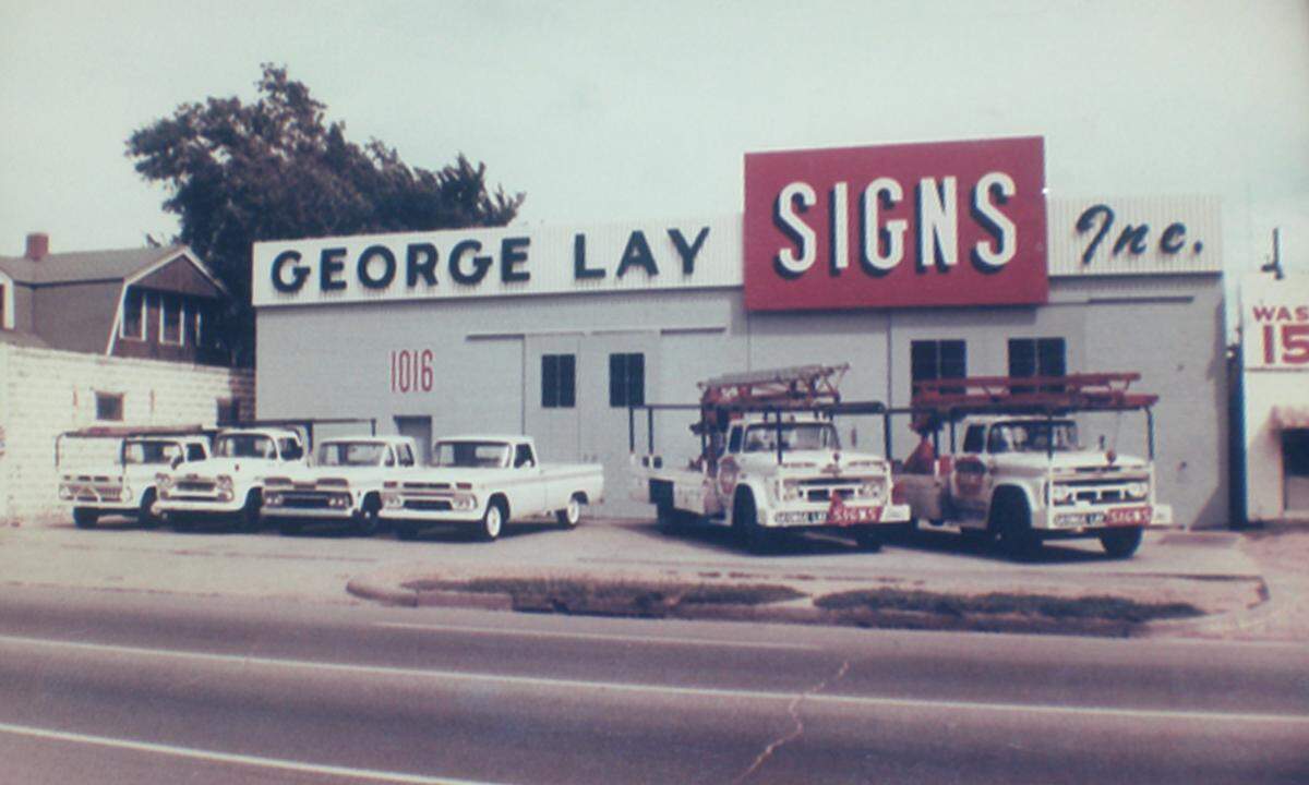 This vintage photo shows George Lay Signs on North Waco, where it remains today in an expanded footprint. Miracle Signs is buying George Lay Signs this week and plans to keep the companies co-branded along with keeping both of their offices.