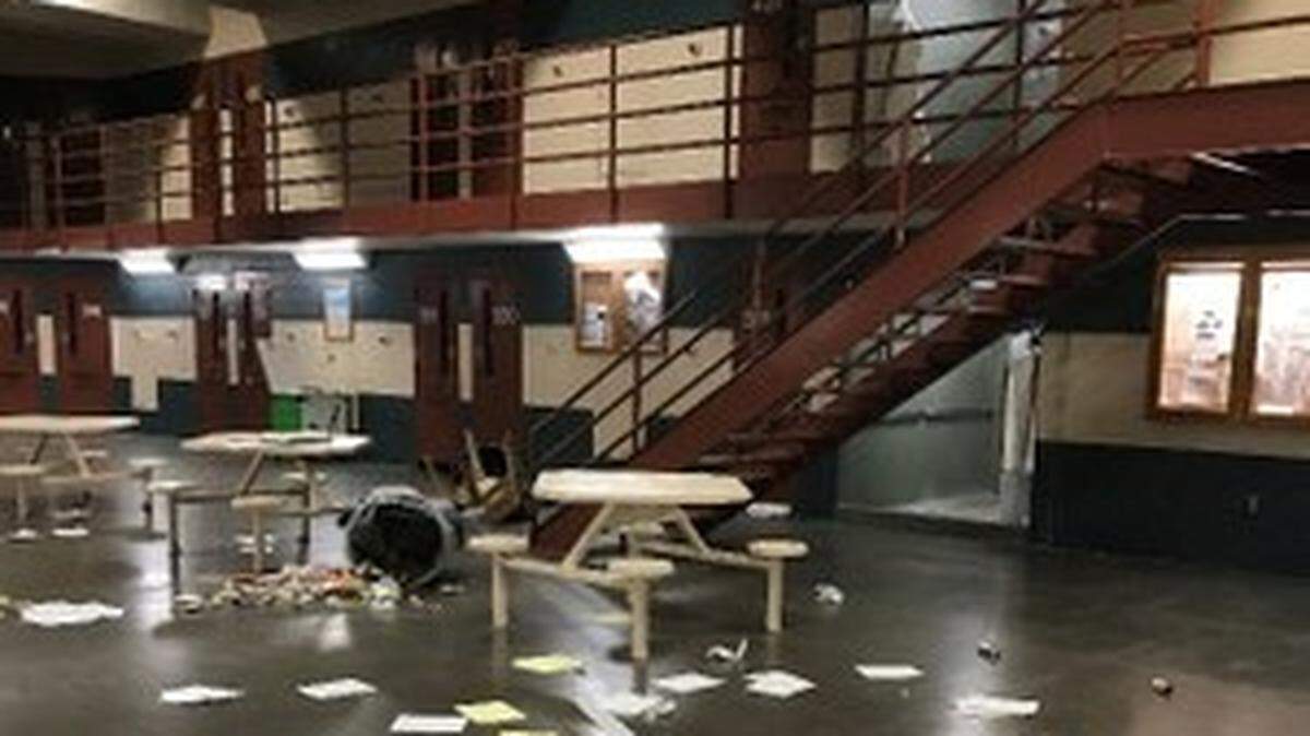 The Kansas Department of Corrections shared this photo from a Sunday riot at the Ellsworth Correctional Facility.
