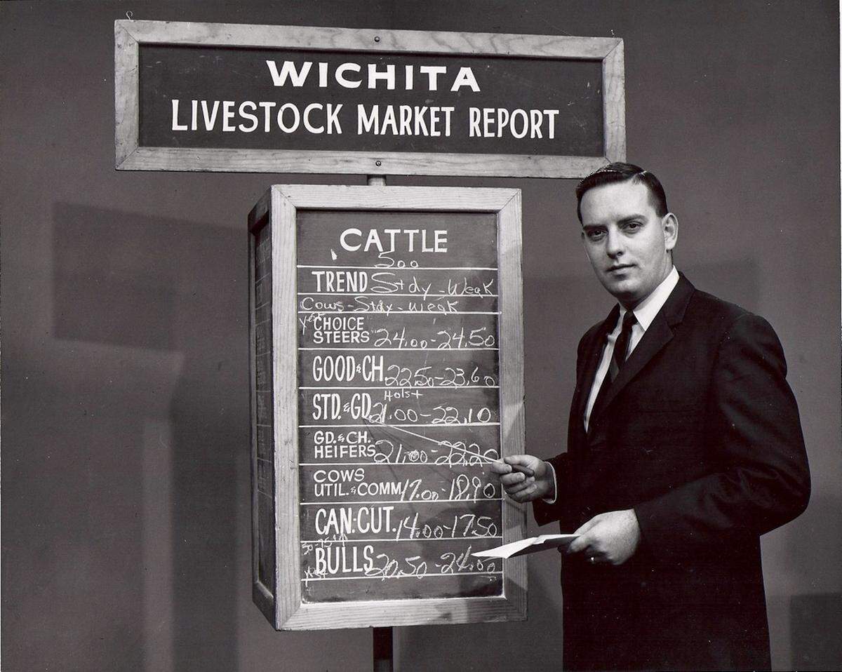Larry Steckline in the early days of his on-air ag reports.