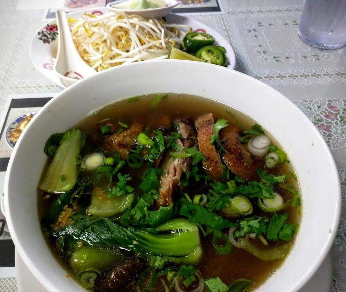 Duck noodle soup is a specialty at Pho Ong 8.