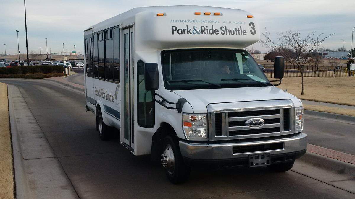 A shuttle leaves the park and ride lot at Wichita Eisenhower Airport. The airport is discounting parking in the shuttle lot for the holidays as a thank you to customers and to promote use of the airport’s cheapest parking option.