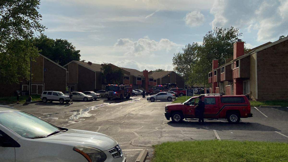 Two firefighters were injured and several people were checked out by EMS after an apartment fire Monday near downtown Wichita.