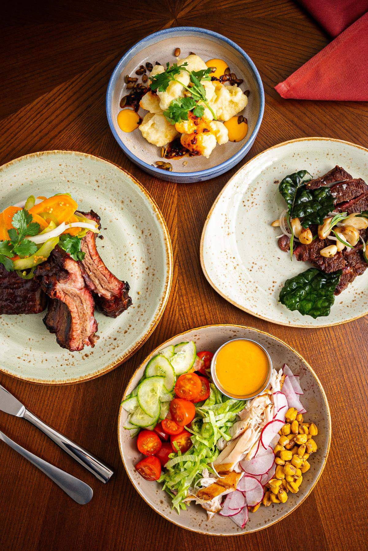 An array of some of the sharable small plate dishes Doma will serve