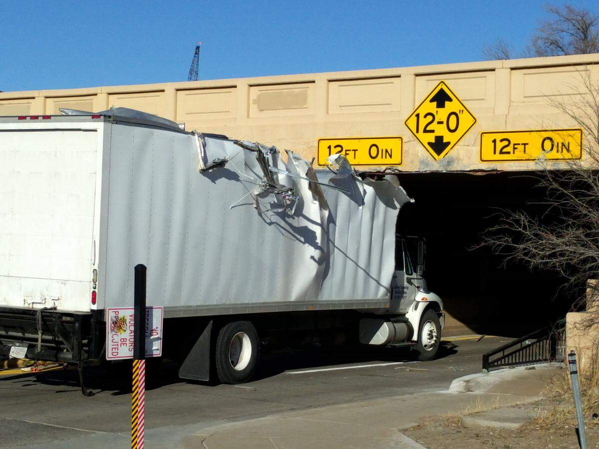 This “truck-killing bridge” on Waterman near Commerce Street struck again. Businessman Bruce Rowley has contemplated doing a coffee table photo book of all the accidents there.