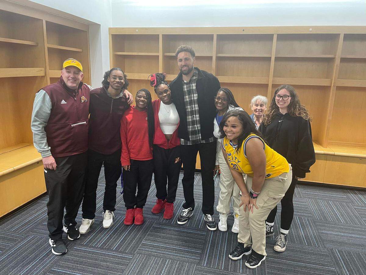 A handful of players from the Wichita West girls basketball team was able to meet NBA superstar Klay Thompson of the Golden State Warriors in Oklahoma City on Tuesday night.