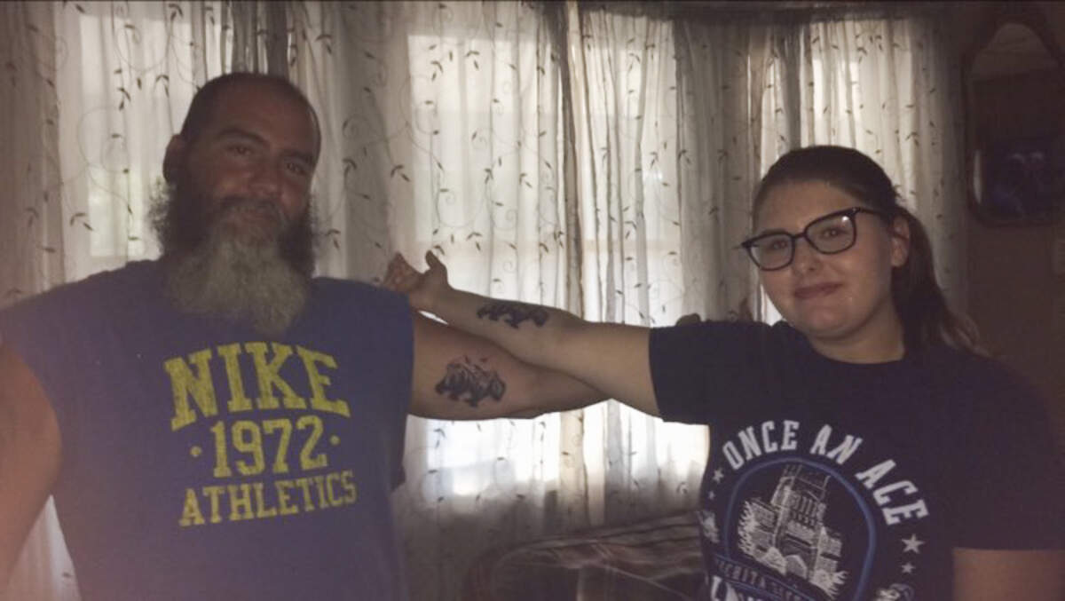 Brooklynn Nimmo and her father, Shawn Nimmo, share matching bear tattoos. It’s her favorite animal. The two used to be close until her father killed her mother in her childhood home in Delano.