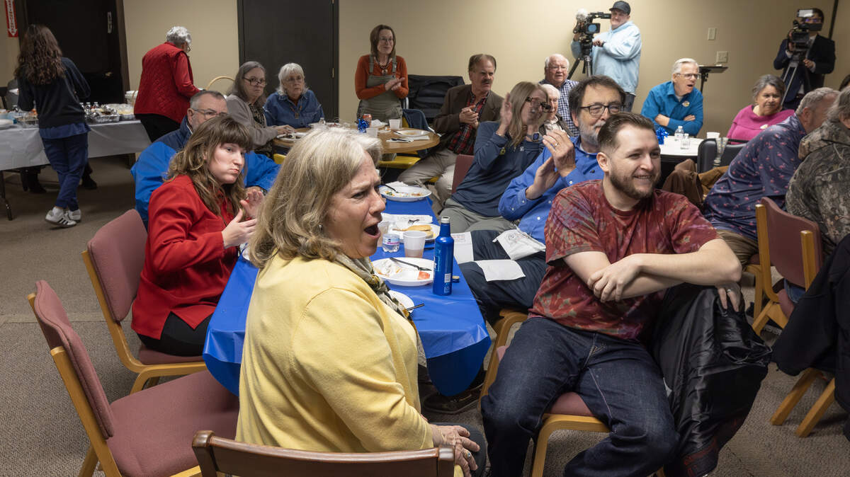 Opponents of the sales tax proposal react to their landslide victory Tuesday.