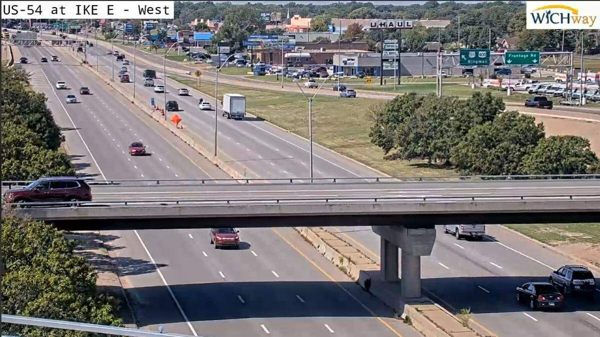 The bridge that leads to the Dwight D. Eisenhower airport was closed for several hours Monday after concrete fell onto west Kellogg. Traffic was flowing freely Tuesday.