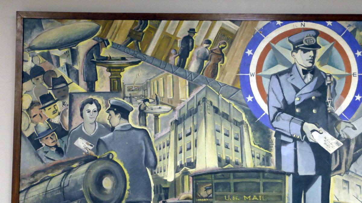 One of two murals created by artist Charles Felix Jones in the 1930s will go on display on Thursday at the Kansas Aviation Museum. The paintings have been in storage for several years. (December 2, 2012)