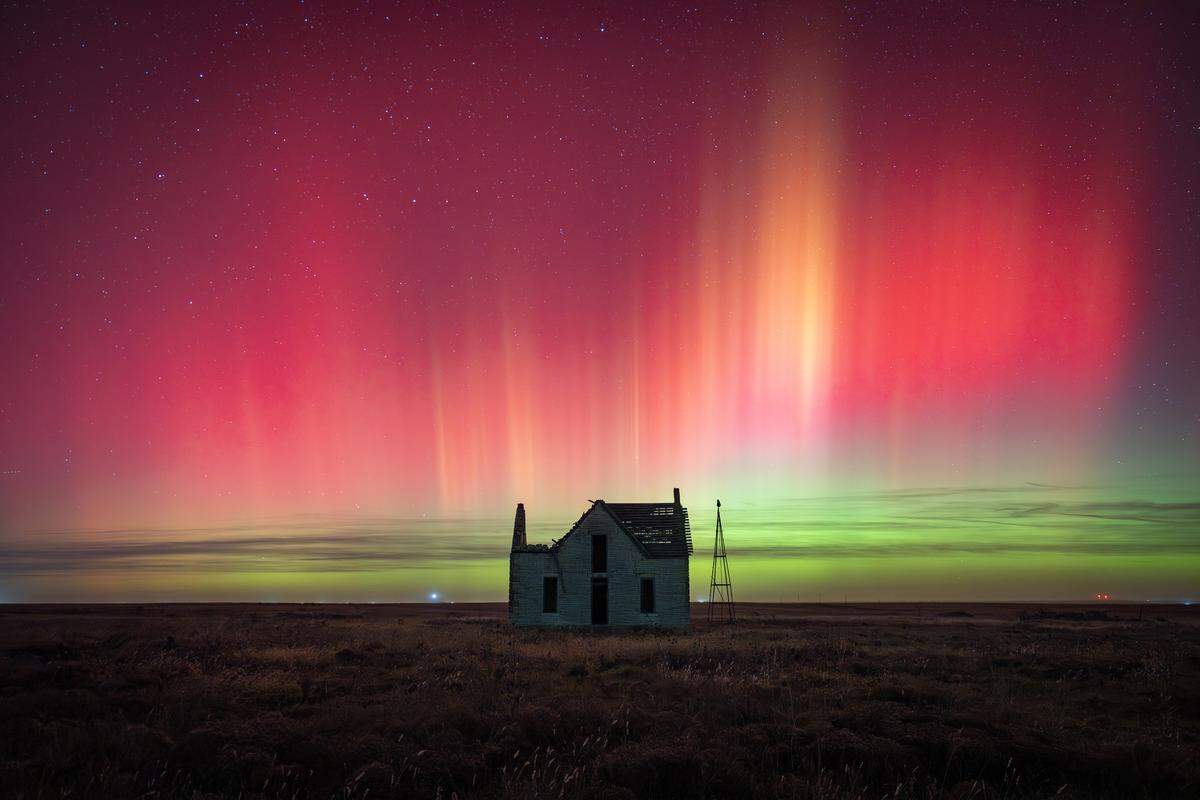 The Northern Lights appear in the Flint Hills of Kansas on Tuesday night. (Nov. 11, 2025)
