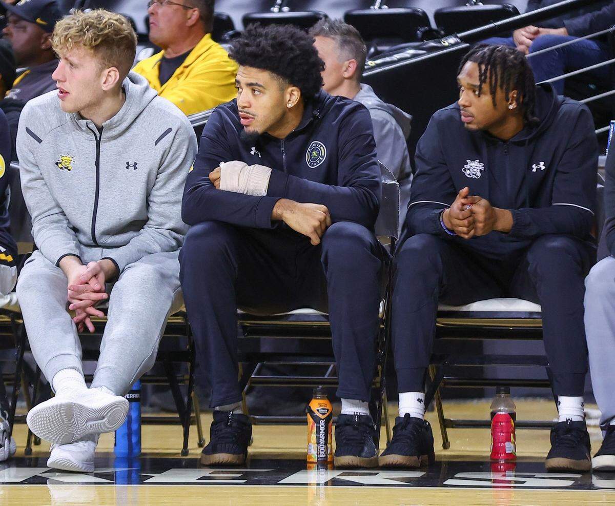 Wichita State has been missing Zane Meeks (left), Ronnie DeGray III (middle) and T.J. Williams (right) due to injury this season. DeGray is nearing his return to the court.