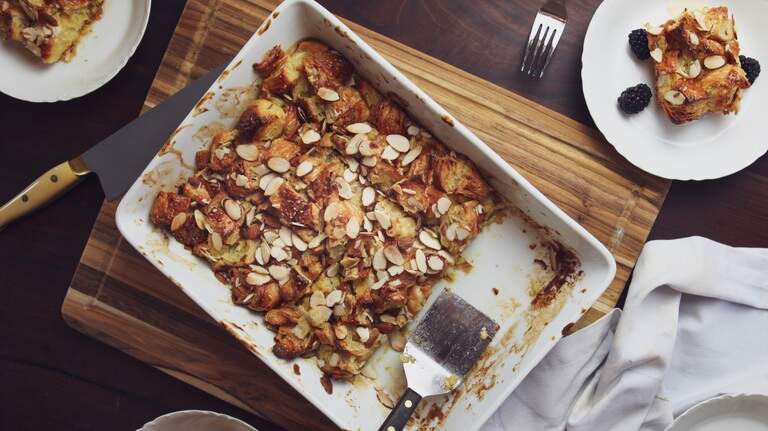Croissant Almond French Toast Bake recipe makes for a sweet and easy brunch