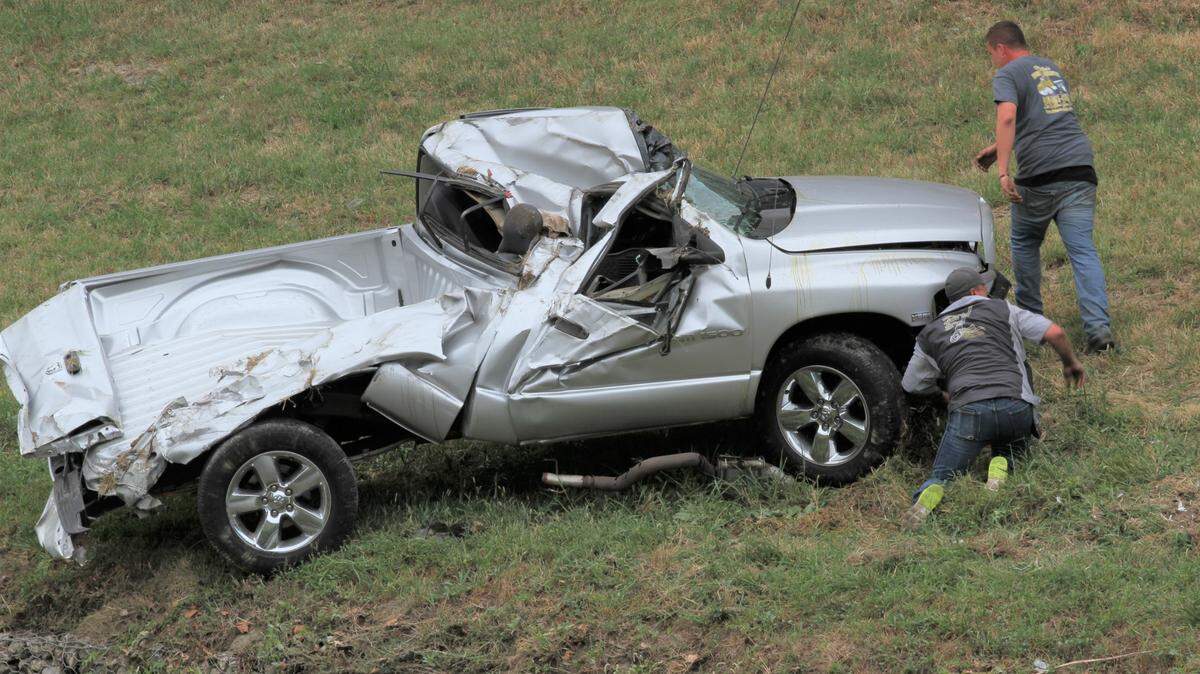 A man was taken to the hospital after his pickup truck went over the raised medium on southbound I-135 Thursday afternoon.