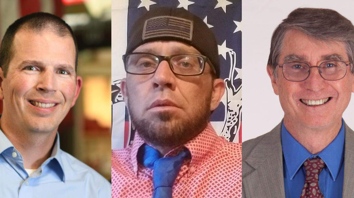 Two Republicans - Brian Bergkamp, left, and Mike Webb, center - are trying to defeat incumbent J.C. Moore in the Republican primary in the 93rd House District.