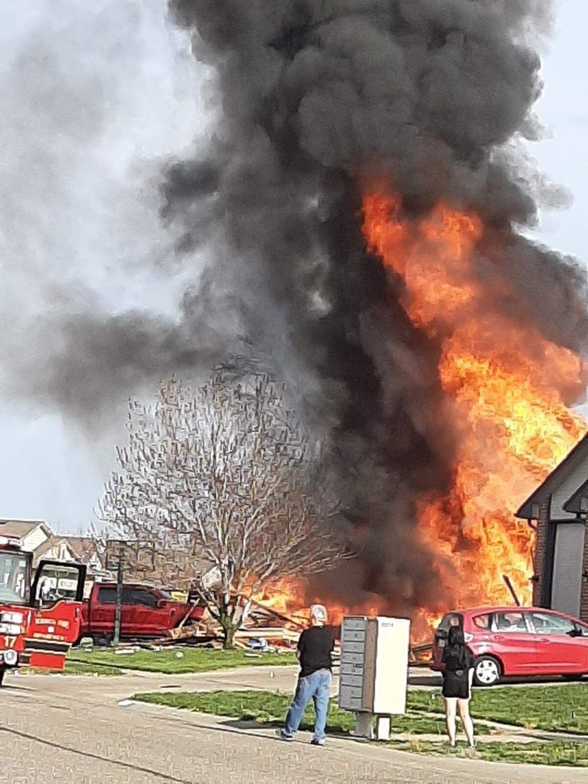 Sedgwick County Emergency Communications received a call of an explosion and house fire around 5:30 p.m. Sunday at a home near West Blake Street and South Cardigan Street.