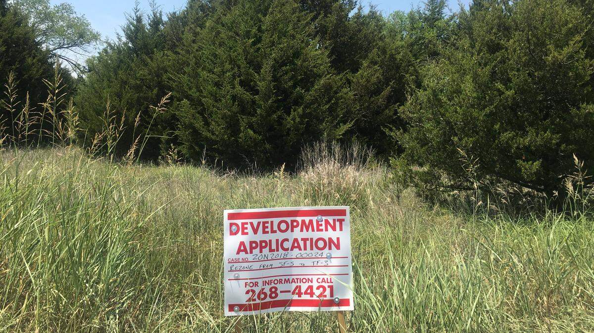 Jim Edgington has filed a development application to rezone 10 acres near Kellogg and 135th Street so he can build duplexes on the property. He also plans three houses there, including his own.