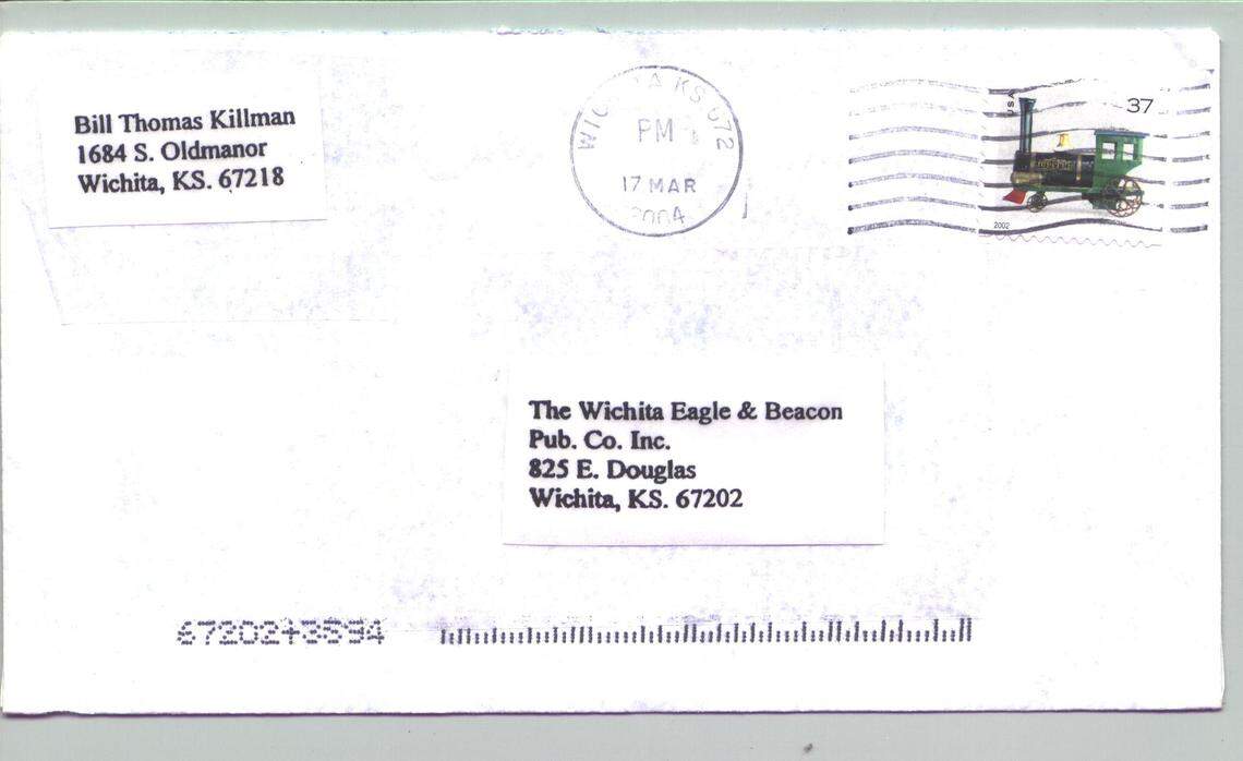 Letter sent from BTK to the Wichita Eagle, received Friday, March 19, 2004 and forwarded to the Wichita Police Department.