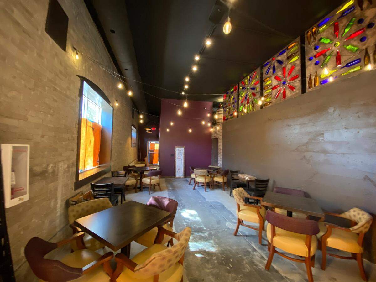 The back half of the dining room at the new Alzavino Wine Tavern, set to open soon at 1001 W. Douglas in Wichita.
