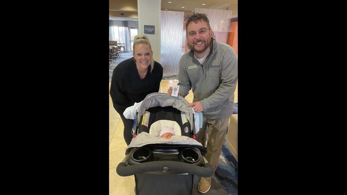 Nick Yoxall, general manager of the Fairfield by Marriott Wichita Downtown, helped guest Rachel Anderson make it to the hospital last week to deliver her son, Jameson.