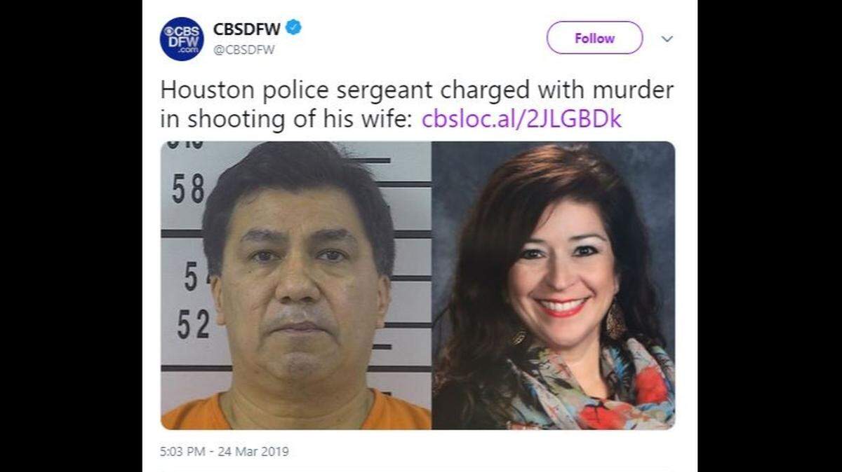 A Houston police sergeant has been charged with murder in connection to the death of his wife in Pearland, Texas police said.
