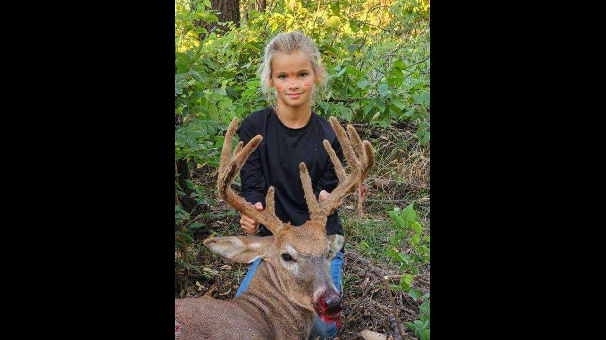 10-year-old Makayla Church shot her first deer during youth season this year with a .223 on private land in Harvey County.