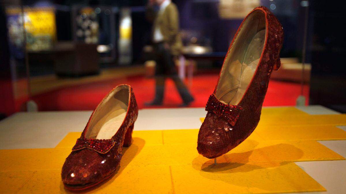 Dorothy’s Ruby Slippers from “The Wizard of Oz” are seen on display pre-restoration at the Smithsonian’s National Museum of American History in 2012.
