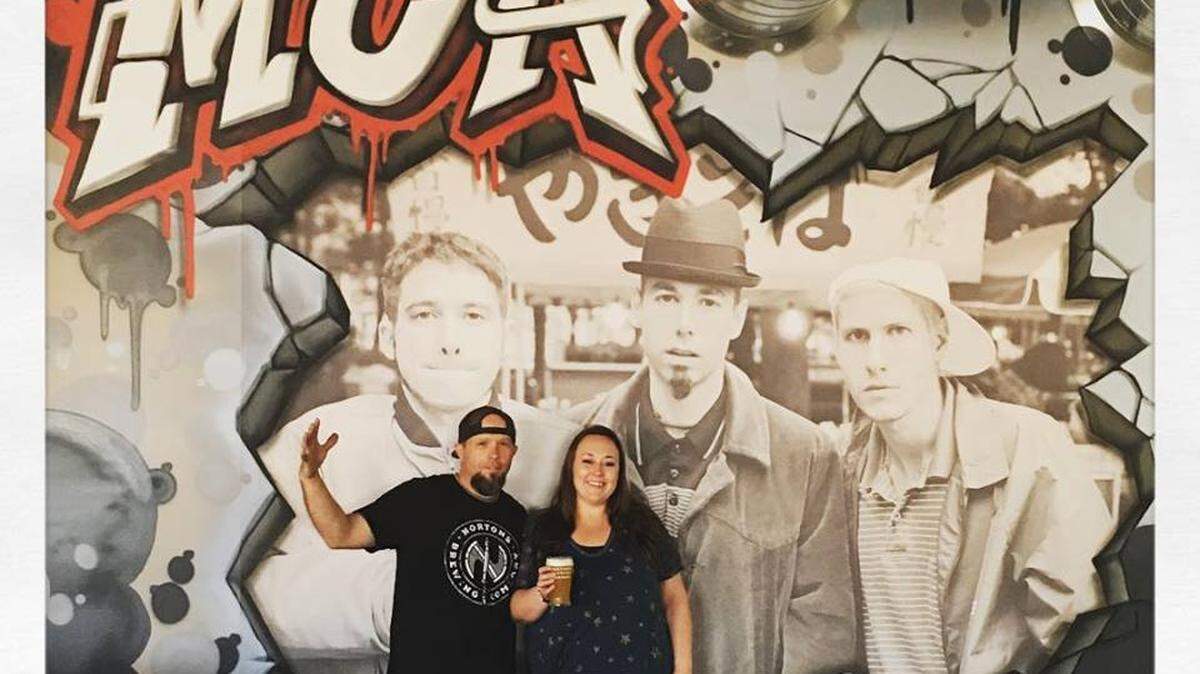 It's your brewery and you can have a Beastie Boys mural if you want to. Nortons Brewing Company owners Dan and Becky Norton post in front of their south wall.