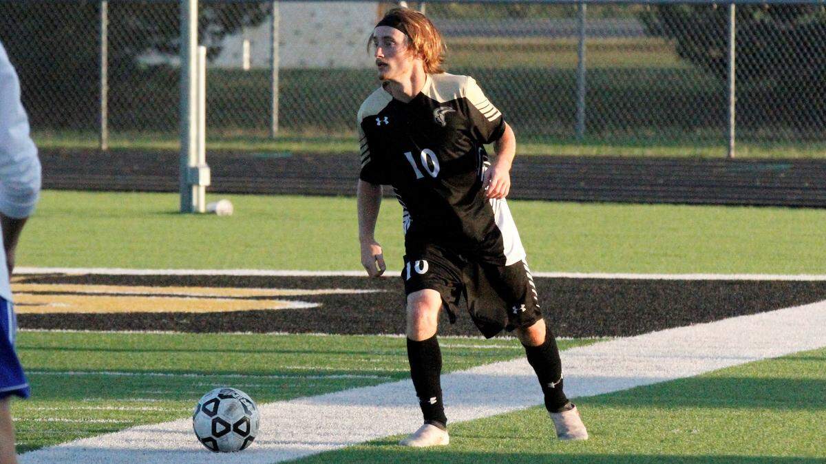 Maize South senior Andrew Bliss is doing double duty this fall as a standout for the Mavericks’ soccer and football teams. (Sept. 18, 2018)