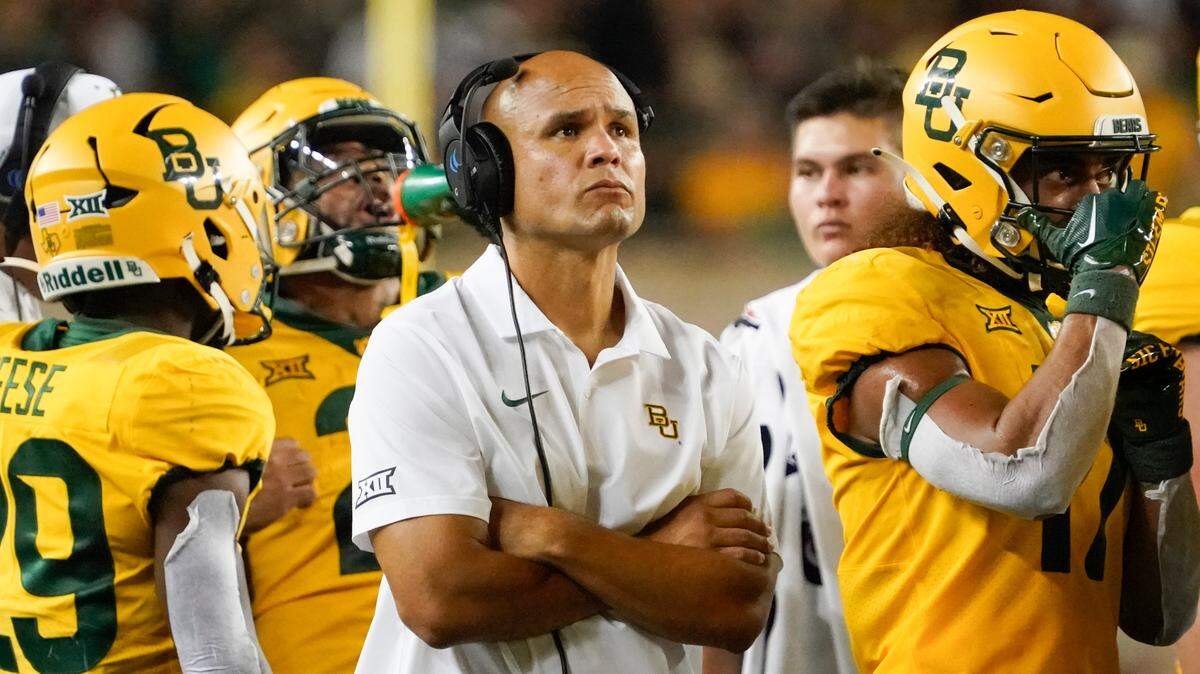 Baylor Bears head coach Dave Aranda on the sidelines during the second half against the Texas State Bobcats at McLane Stadium.