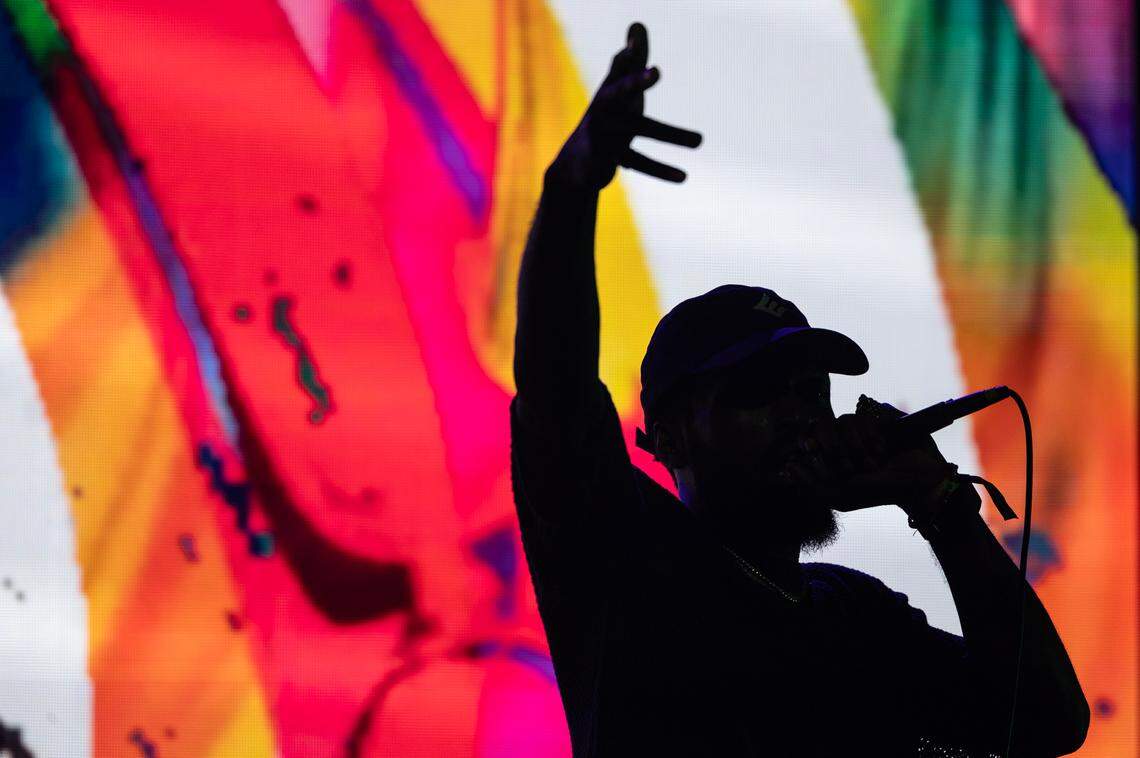 Rapper Marcey Yates performs on the indoor stage at WAVE on Friday night during Elsewhere Fest.