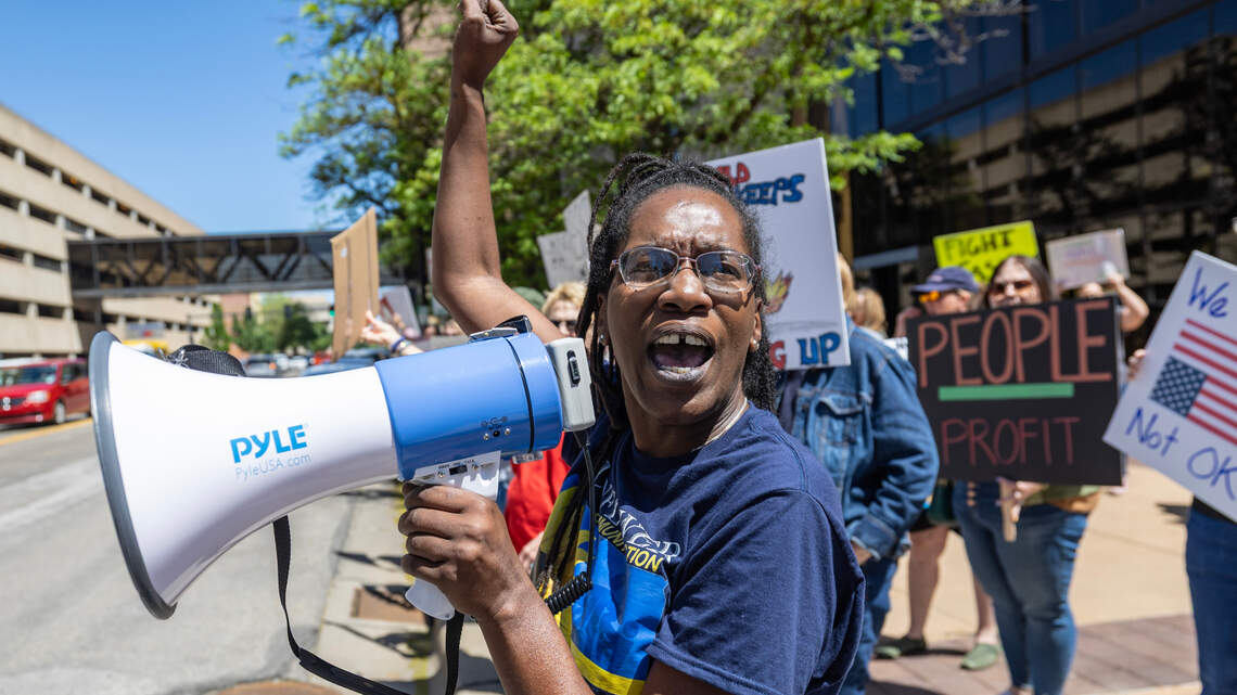 Protesters gather in downtown Wichita as part of nationwide May Day rallies