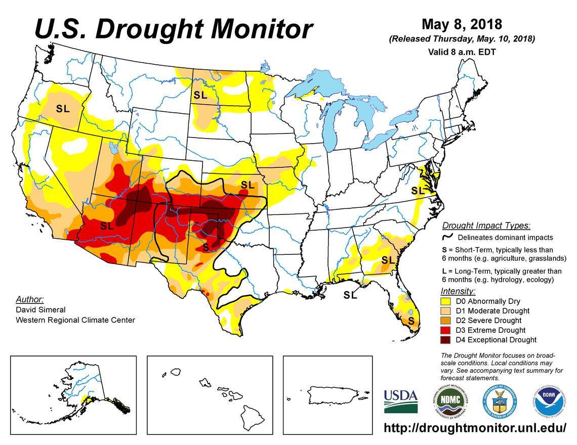 Almost all of the Oklahoma panhandle is experiencing exceptional drought, as are parts of southwest Kansas and northeast New Mexico.