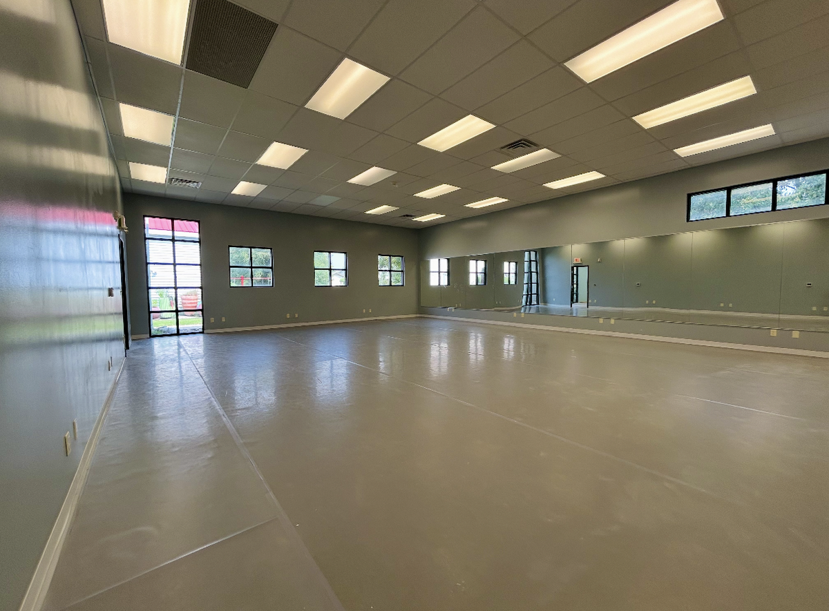 One of the large studios at Kelcy’s Dance Studio at the Art Park.