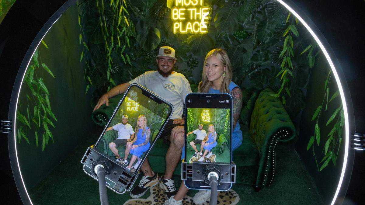 Ashli and Dillon Enders have opened The Selfie Spot on east Douglas, a store where customers can visit on weekends and utilize a series of different props for taking selfies.