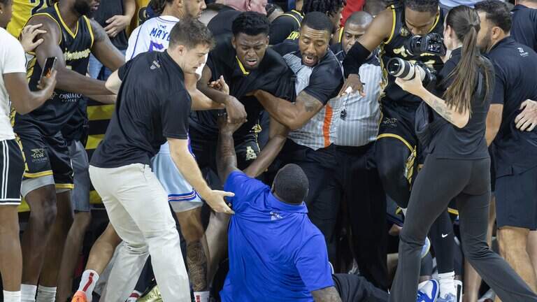 Photos: On-court scuffles overshadow TBT game between KU, WSU alumni teams