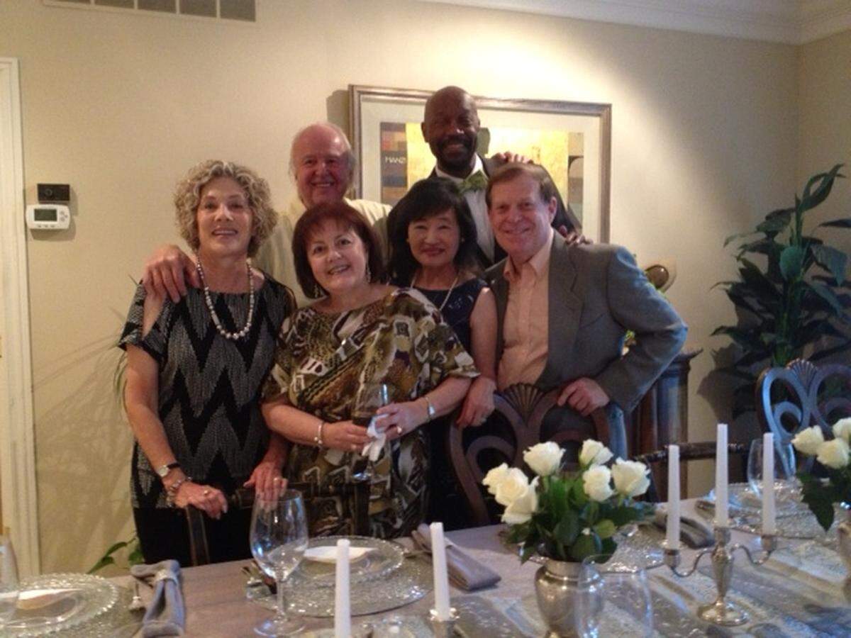 The first Music Theatre of Wichita’s EnterDINEment fundraising dinner for the 2012 season was at the home of Pat and Don Hysko. Pictured in the front row are, from left, Pat Hysko, Susan Hofflander, Shoko Sevart and Wayne Bryan. On the back row, from left, are Don Hysko and Thomas Douglas.